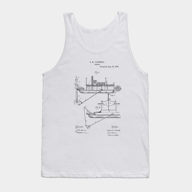 Fishing Dredge Vintage Patent Hand Drawing Tank Top by TheYoungDesigns